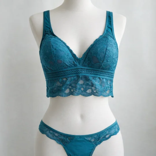 Deep V Neck Net Bralet Set