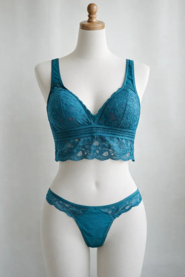 Deep V Neck Net Bralet Set