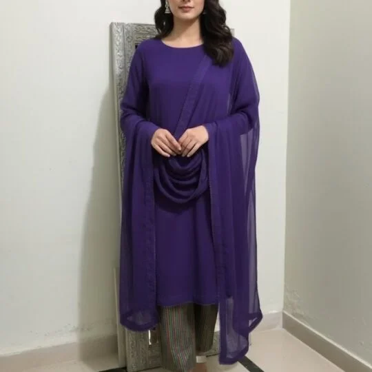 Ready Wear Three Piece Ready ce Crinkle ChTo iffon Dress Shirt Dupata And Trouser