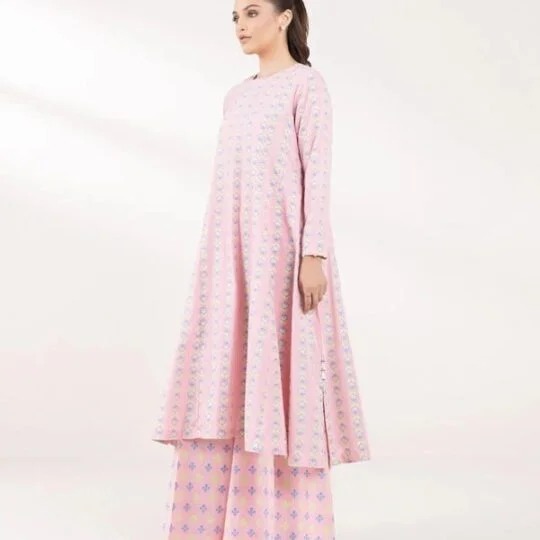 Original Saphire Two Pieces Ready To Wear Aline Frock And Flair wide Leg pants