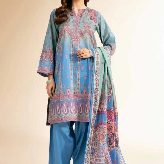 Original Unstitched Nishat Printed Three Piece Lawn Dress
