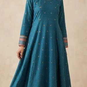 Ethnic Style Long Length Anarkali Printed Frock And Bottom