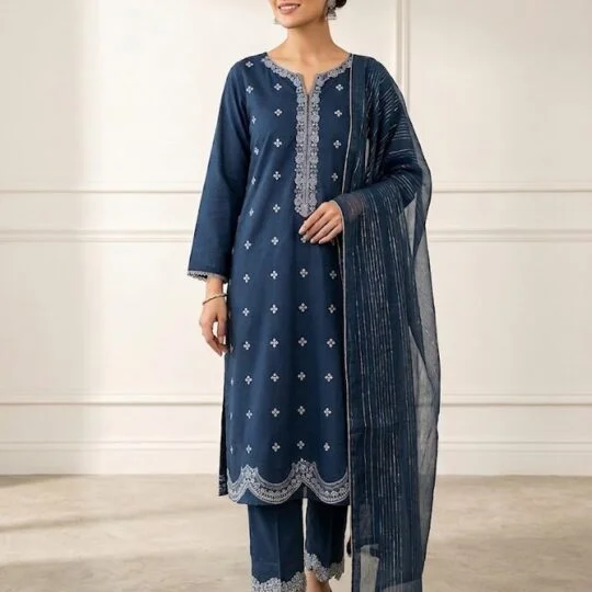 Navy blue embroidered suit online in PakistanEmbroidered Suits
Lawn Collection
Ready To Wear
3 Piece Suits
Luxury Pret
Summer Collection 2026